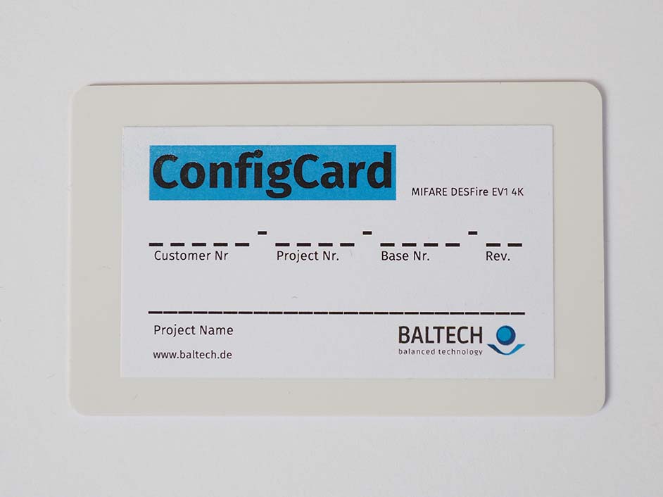 BALTECH ConfigCard zum kontaktlosen Konfigurieren von RFID Lesern für die Zutrittskontrolle
